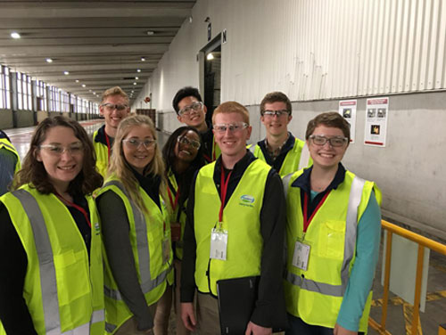 Students on the tour at Fonterra’s Crawford Street distribution facility