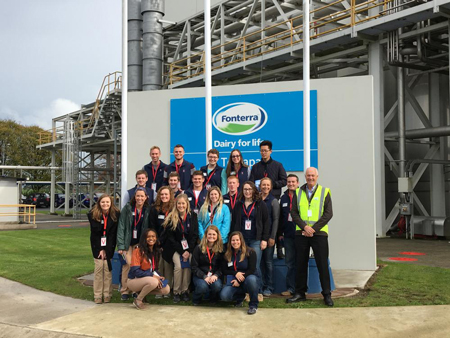 Students in front of the Fonterra's Te Rapa facility