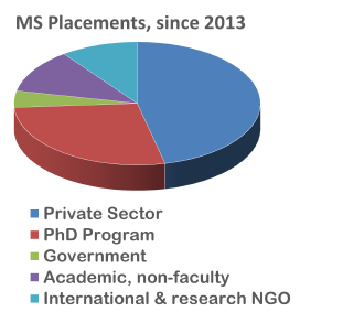 Graph of master student placements since 2013