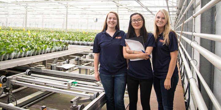 Group of students in a greenhouse