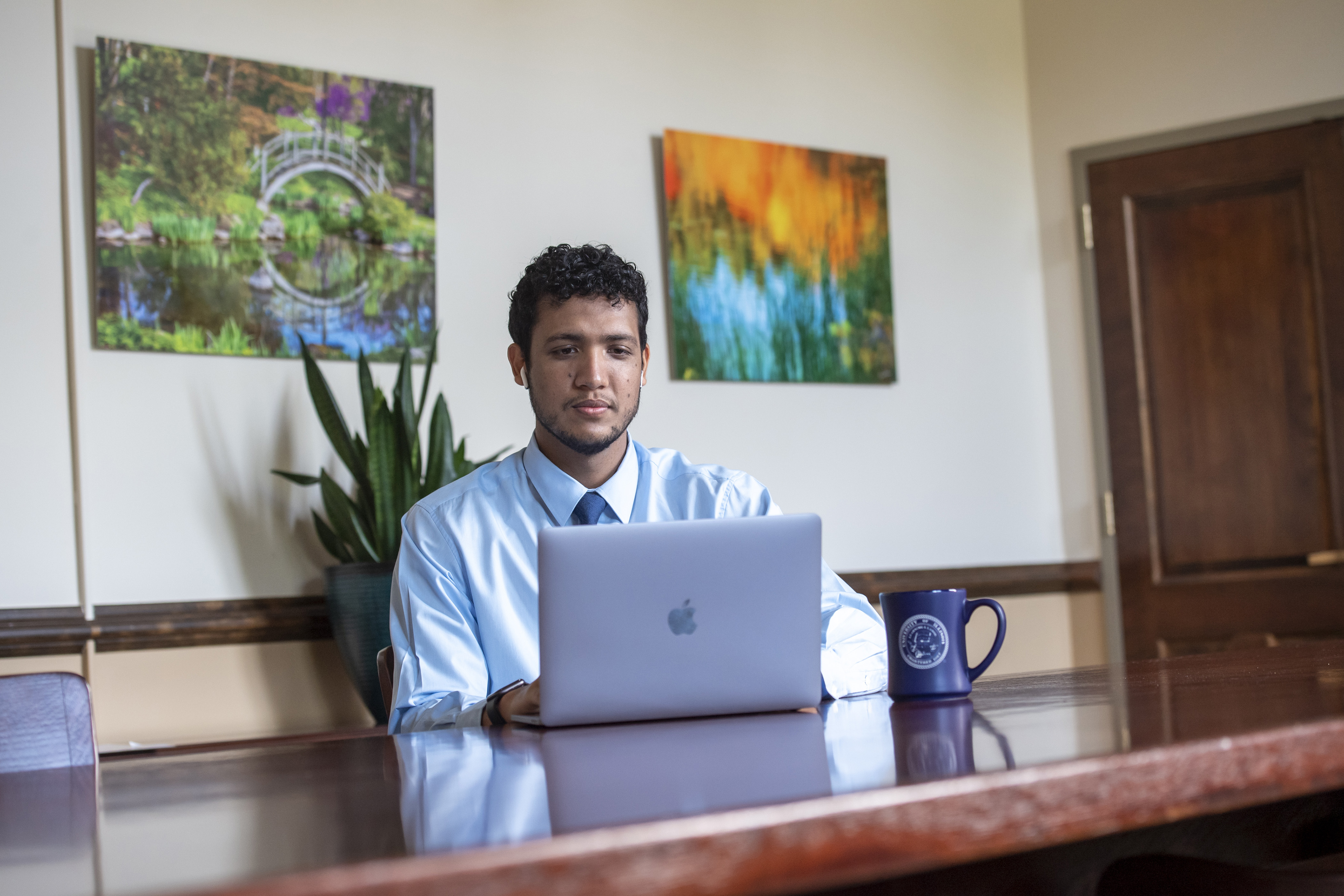 Student working at a computer