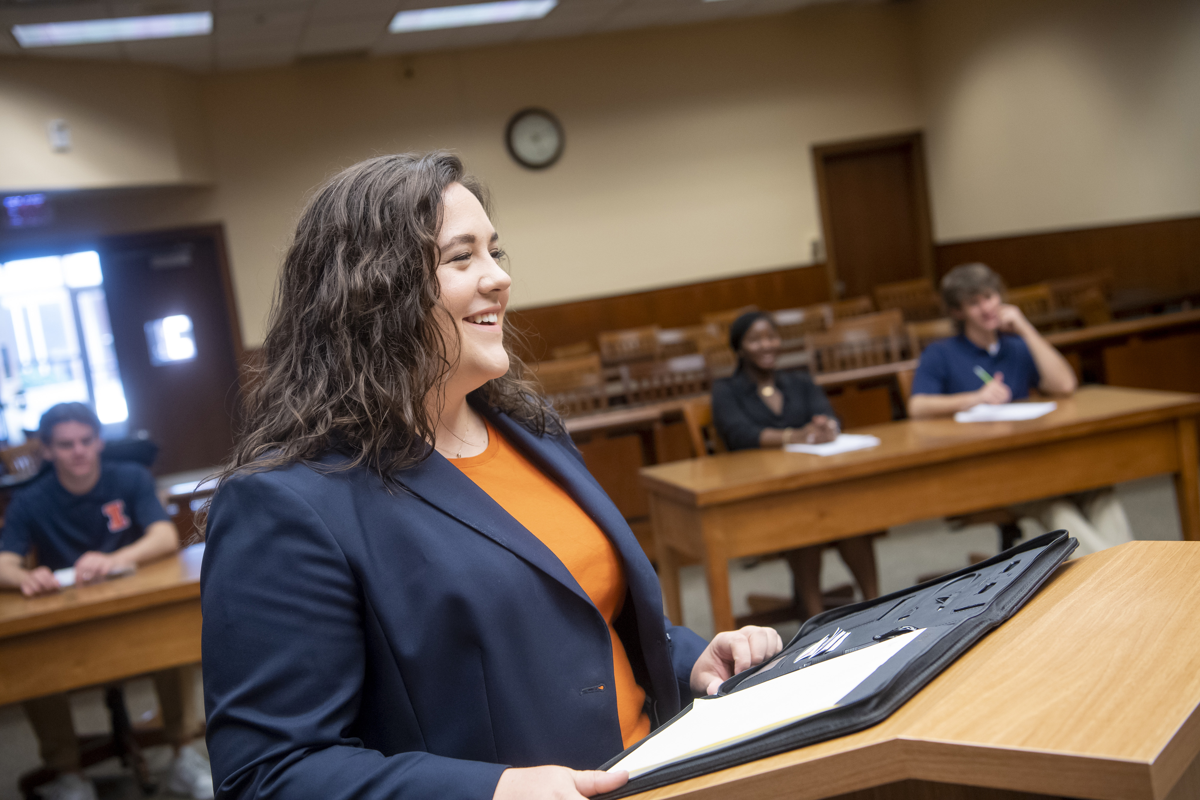 Student participating in mock trial