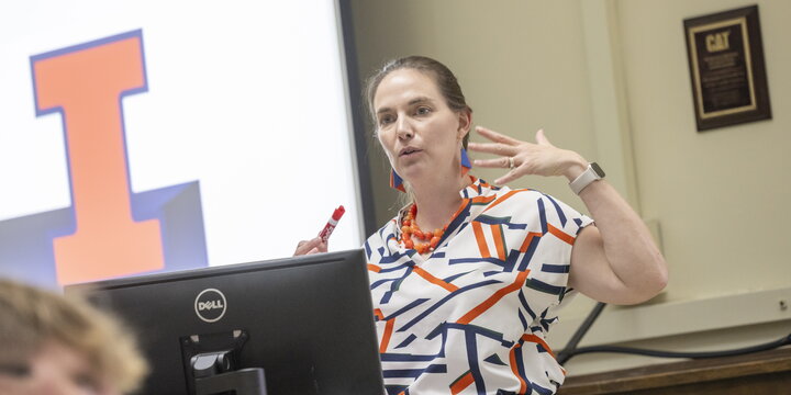 Dr. Sarah Low giving presentation