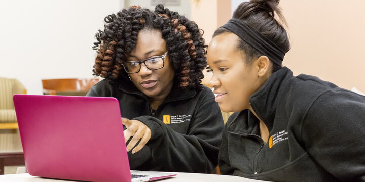 Students working on laptop computer