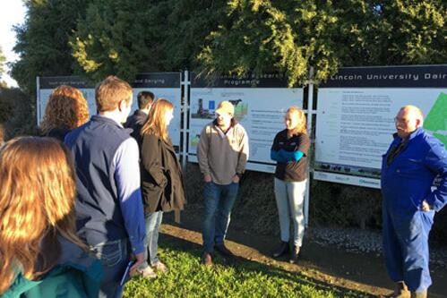 Students touring Lincoln University Dairy Farm.