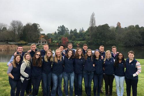 Students standing in Hamilton Garden