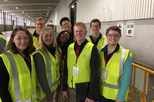 Students on the tour at Fonterra’s Crawford Street distribution facility