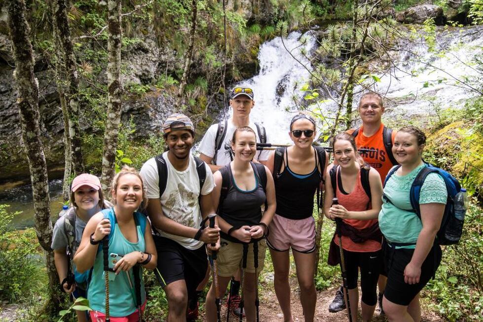 Students walking on Mt. Olympus