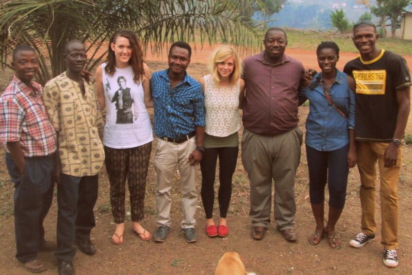 Pictured left to right; John Sam (Njala), Michael Columba (Njala), Annie Kelly (Illinois), Mohamed Aruna (Njala), Cortney Eisenmann (Illinois), Kepi Lackoh (Njala Professor), Nikky Sogbein (Illinois), Sidie (Njala)